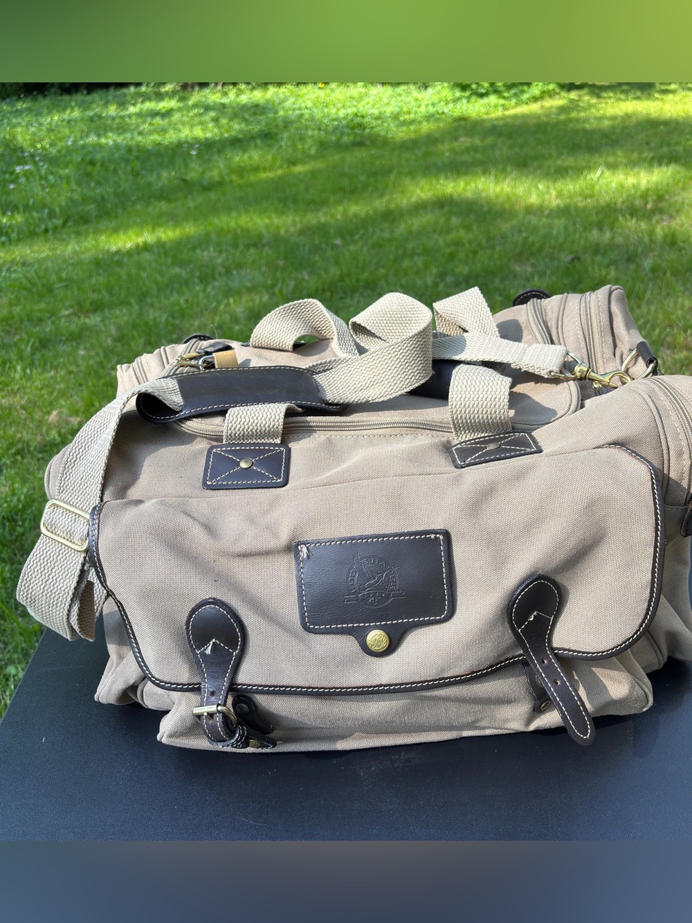 Vintage Eddie Bauer x Ford Edition Canvas & Leather Tan Duffle Bag | USA Made